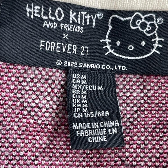 Hello Kitty & Friends X Forever 21 Argyle Cardigan Sweater Women’s Size M - Picture 9 of 9